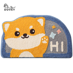 Dovey Animal Flock Floor Door Mat 45x75cm Extra Thick Bathroom Doorway Water Absorbent Foot Rugs Long Bedroom Non Slip Doormat living room carpet basahan rugs cartoon cute animals design Lion Bear Elephant Kitty Cat