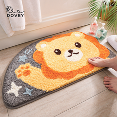 Dovey Animal Flock Floor Door Mat 45x75cm Extra Thick Bathroom Doorway Water Absorbent Foot Rugs Long Bedroom Non Slip Doormat living room carpet basahan rugs cartoon cute animals design Lion Bear Elephant Kitty Cat