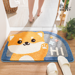 Dovey Animal Flock Floor Door Mat 45x75cm Extra Thick Bathroom Doorway Water Absorbent Foot Rugs Long Bedroom Non Slip Doormat living room carpet basahan rugs cartoon cute animals design Lion Bear Elephant Kitty Cat