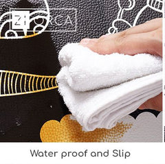 Dovey PU Leather Kitchen Floor Mats Waterproof Anti Grease Oil Proof Wear Resistant Non Slip Cartoon Japanese Style Household Long Strip Bathmat Carpet Rugs Basahan