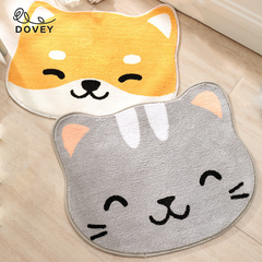 Dovey Cute Dog Face Floor Mat 50 x 60cm Cat Head Bathroom Doorway Water Absorbent Foot Rugs Long Bedroom Non Slip Doormat living room carpet basahan rugs