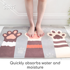 Dovey Flannel Cats Paw Floor Mat Bathroom Doorway Water Absorbent Foot Rugs Long Bedroom Non Slip Doormat living room Bathroom mats rugs basahan