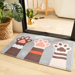 Dovey Flannel Cats Paw Floor Mat Bathroom Doorway Water Absorbent Foot Rugs Long Bedroom Non Slip Doormat living room Bathroom mats rugs basahan