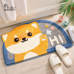 Dovey Animal Flock Floor Door Mat 45x75cm Extra Thick Bathroom Doorway Water Absorbent Foot Rugs Long Bedroom Non Slip Doormat living room carpet basahan rugs cartoon cute animals design Lion Bear Elephant Kitty Cat