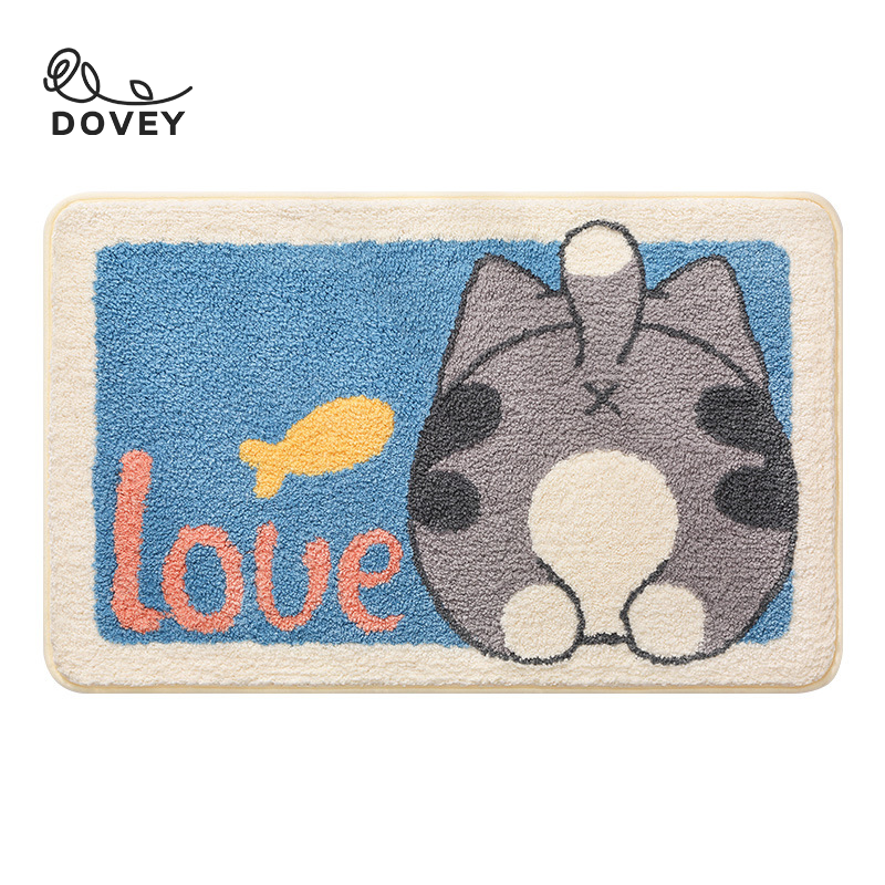 Cute Anti Slip Absorbent Bath Mat Cat Absorbent Mat Water