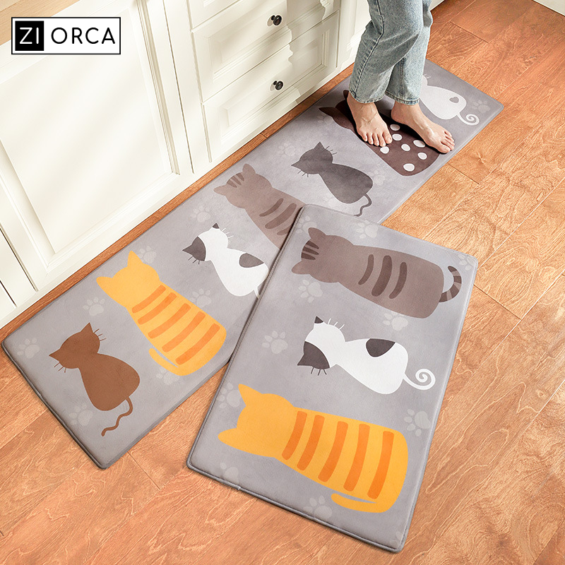 Dovey Flannel Cats Paw Floor Mat Bathroom Doorway Water Absorbent Foot Rugs Long Bedroom Non Slip Doormat living room Bathroom mats rugs basahan