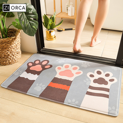 Dovey Flannel Cats Paw Floor Mat Bathroom Doorway Water Absorbent Foot Rugs Long Bedroom Non Slip Doormat living room Bathroom mats rugs basahan