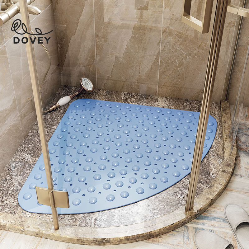 Non Slip Corner Bath Shower Mat with Drain Holes Mildew Resistant 54 x 54cm