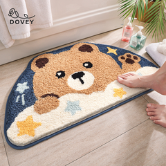 Dovey Animal Flock Floor Door Mat 45x75cm Extra Thick Bathroom Doorway Water Absorbent Foot Rugs Long Bedroom Non Slip Doormat living room carpet basahan rugs cartoon cute animals design Lion Bear Elephant Kitty Cat