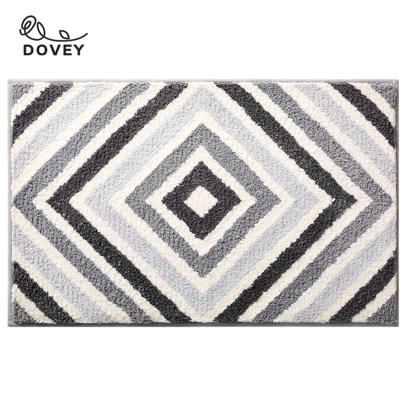 Dovey Premium Shower Echo Flock Floor Mat 40x60cm Geometric Diamond Flock Thick Easy Dry Bathroom Doorway Water Absorbent Foot Rugs Long Bedroom Non Slip Living Room Modern Simple Thick Mats home Toilet Door Basahan Doorstep Quickdry Machine Wash