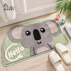 Dovey Animal Flock Floor Door Mat 45x75cm Extra Thick Bathroom Doorway Water Absorbent Foot Rugs Long Bedroom Non Slip Doormat living room carpet basahan rugs cartoon cute animals design Lion Bear Elephant Kitty Cat